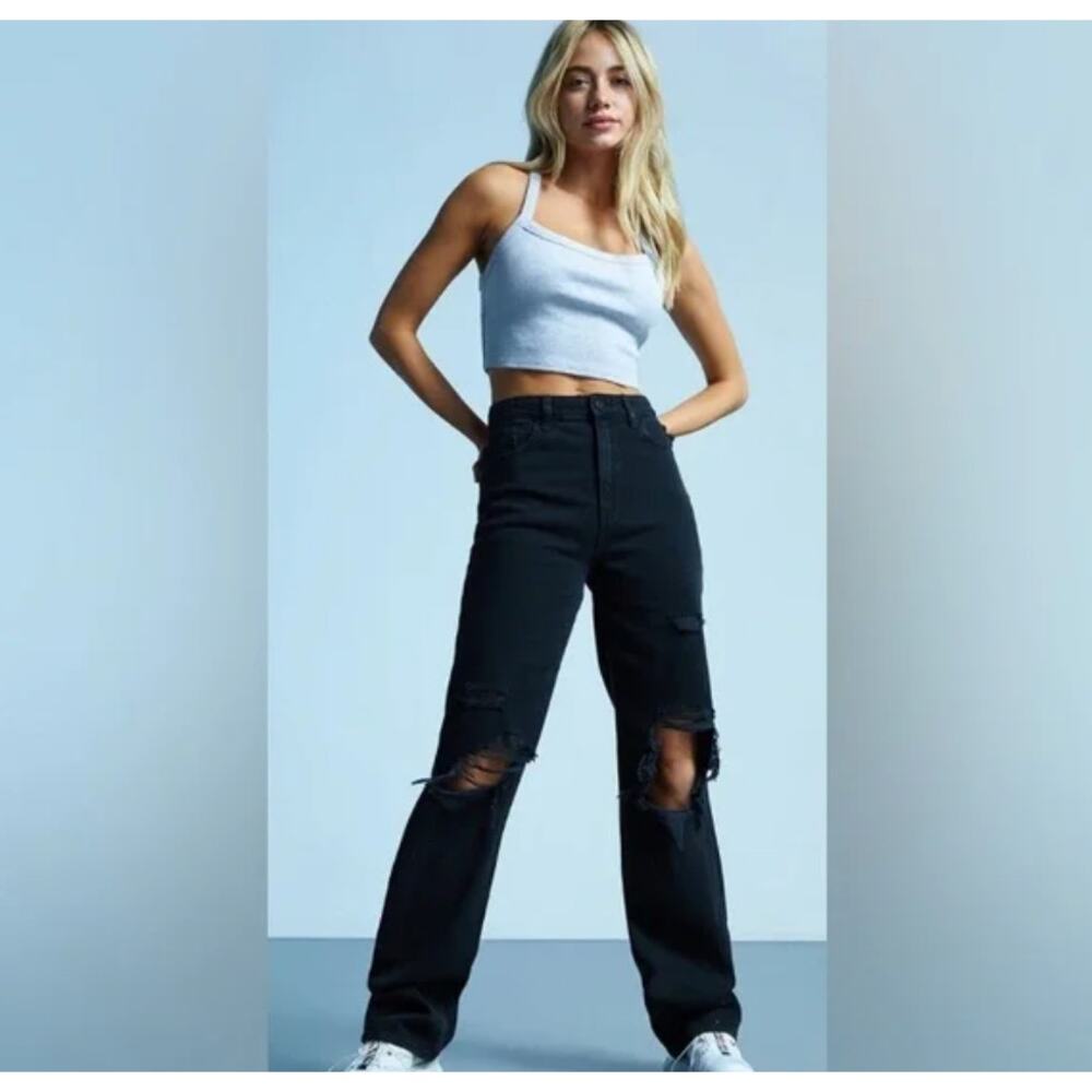 *NEW* PACSUN Jeans 90s Boyfriend Jeans Blown Out Black - Size 29